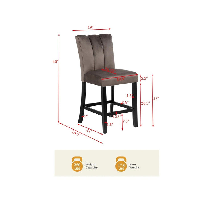 5 Piece Counter Dining Set With Table, Chairs - Black / Brown
