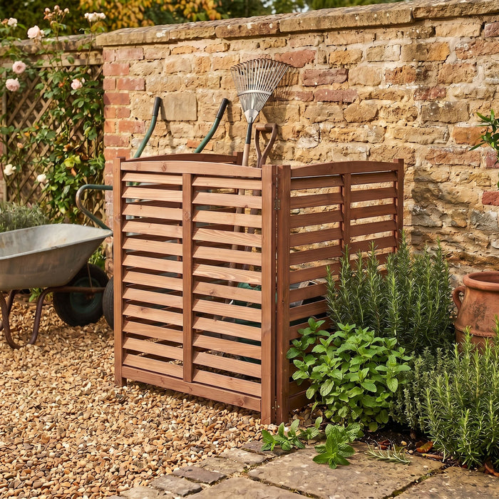 3 Panel Outdoor Wooden Air Conditioner Fence