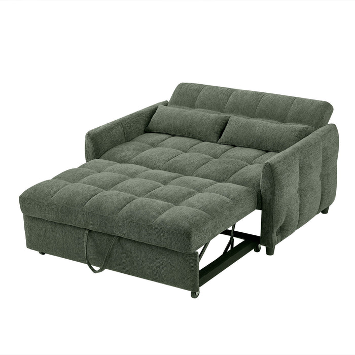 Loveseat Sofa Pull-Out Bed With Adjustable Backrest, 3 USB Ports And 2 Lumbar Pillows For Living Room