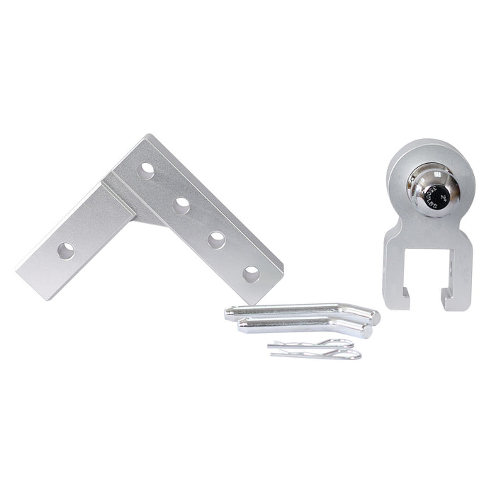 Alu - Adjustable Trailer Drop Hitch With 2" Receiver, 6" Adjustable - Silver