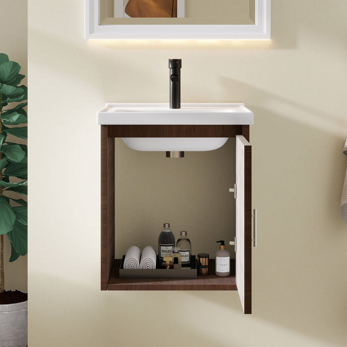 Floating Bathroom Vanity Combo, Wall Mounted Cabinet With Sink & Soft Close Doors For Small Bathrooms