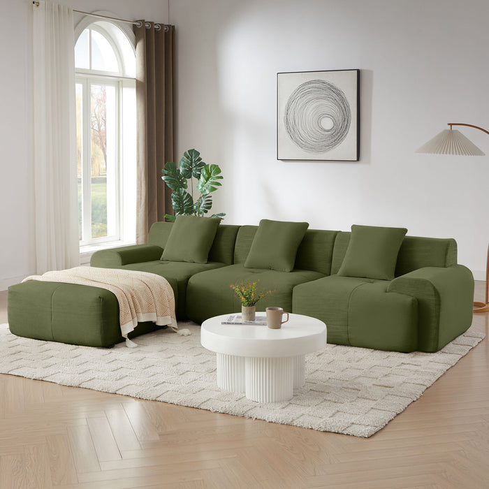 L Shaped Modular Sectional Sofa Corduroy And Movable Ottoman