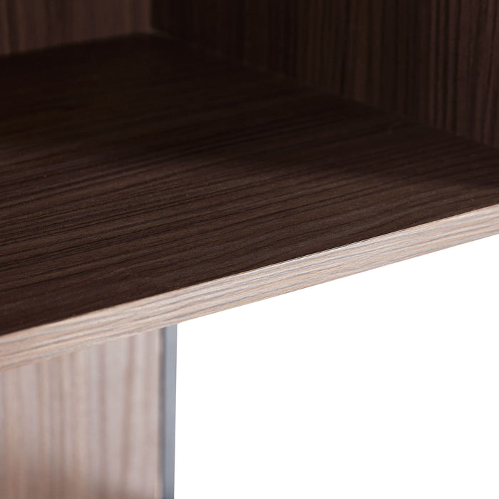 Modern Minimalist Tall Lighted Display Cabinet With Tempered Glass Door - Black / Dark Walnut