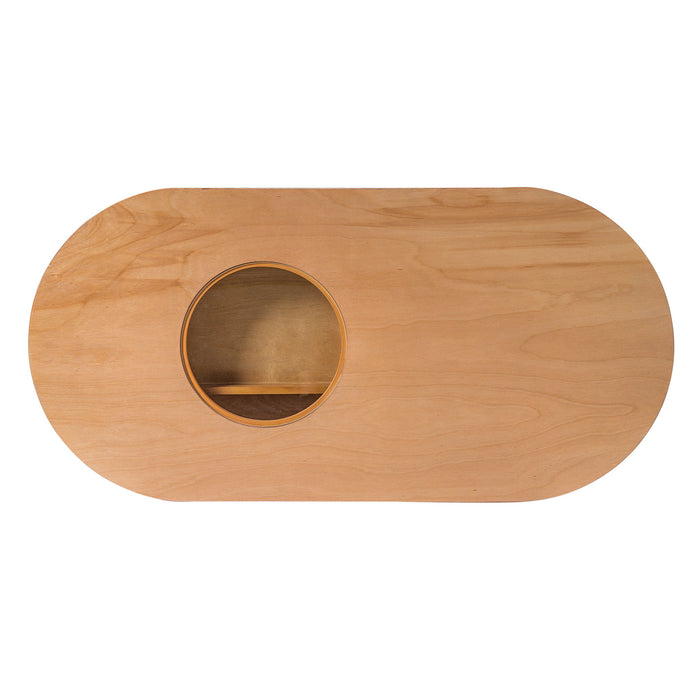 Fluted Oval Coffee Table With Drawers, 2 Tier Cocktail Table