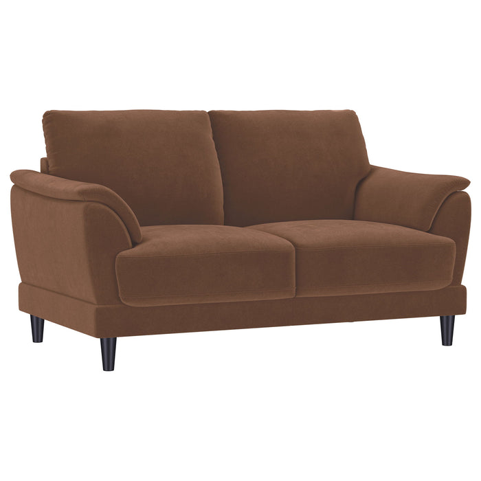 Dania - 2 Piece Upholstered Crescent Arm Sofa Set - Rust