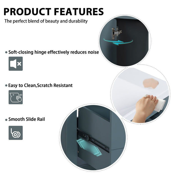 Bathroom Vanity With Sink Combo, Storage Cabinet, Freestanding Set With 3 Drawers & Soft Closing Doors