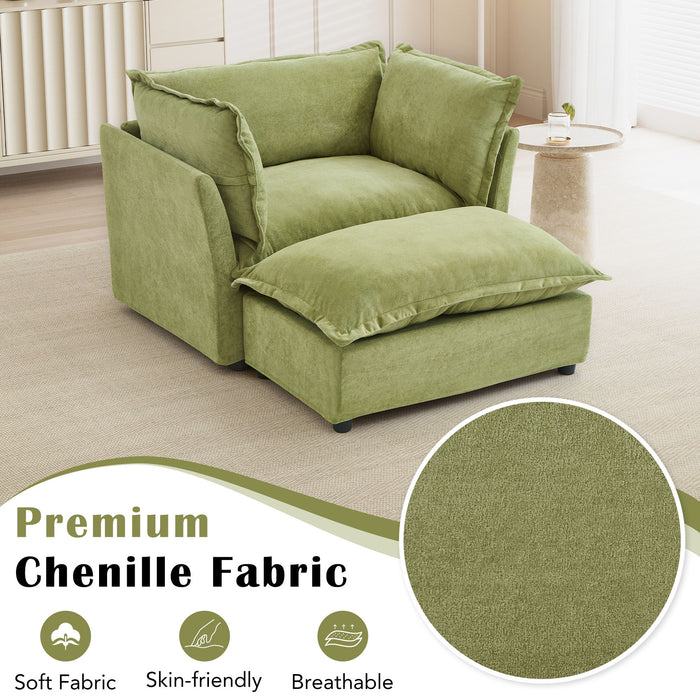 Modern Armchair Sofa With Movable Ottoman
