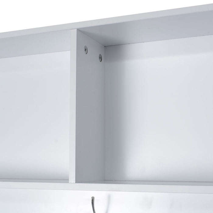 Entryway Bench With Coat Rack, 3 In 1 Design And Adjustable Shelves