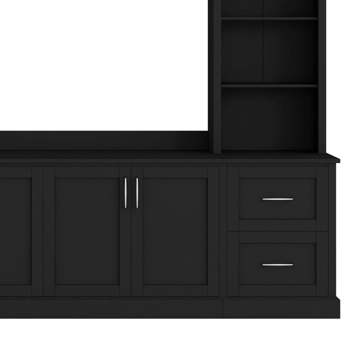 Arched Entertainment Center Wall Unit With Drawers, TV Stand