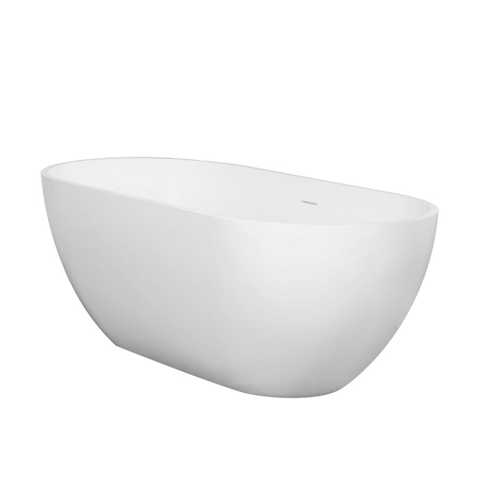 Small Size Stone Resin Solid Surface Oval Shape Freestanding Bathtub For The Bathroom - Matte White