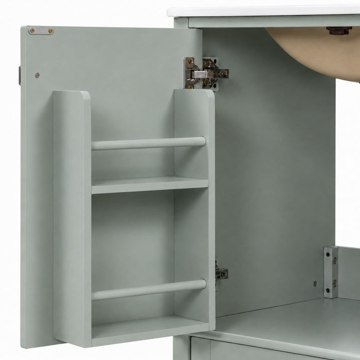 Bathroom Vanity With Sink, Soft Closing Door And Drawers - Light Green