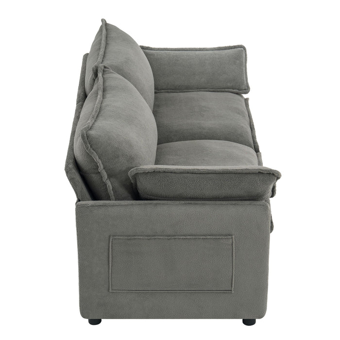 Modern Loveseat Sofa, Upholstered Couch With Side Storage Pockets