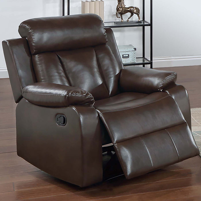 Leatherette Recliner With Pillow Arms And Headrest For Living Room - Brown