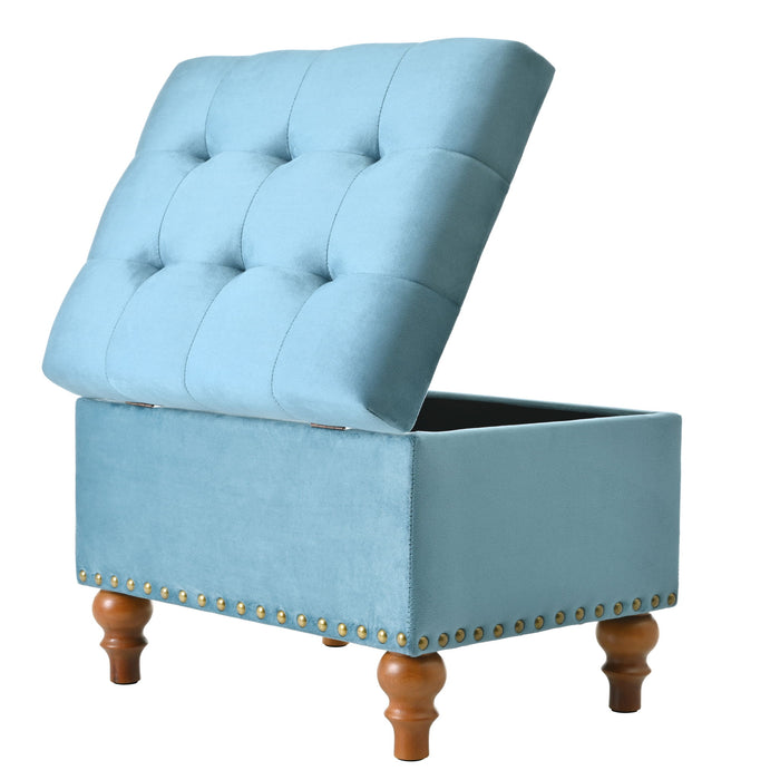 Upholstered Ottoman With Storage And Rivet Trim
