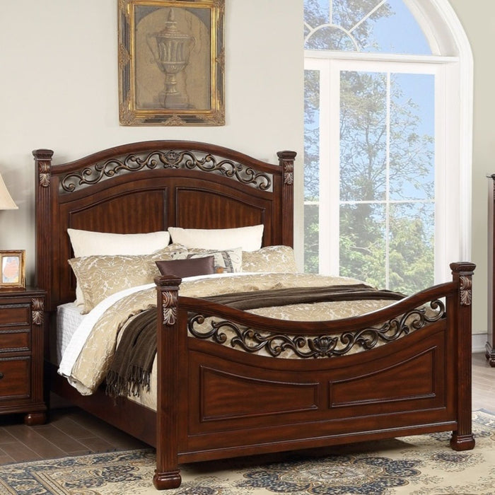 3 Piece Bedroom Set, Elegant Panel Bed With 2 Nightstands