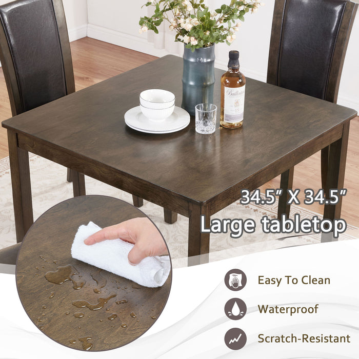 5 Piece Dining Table Set With Chairs - Dark Walnut