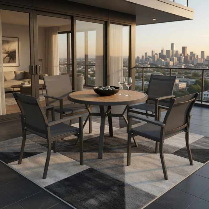 5 Piece Patio Dining Set & Table And Chairs For Outdoor Use - Gray