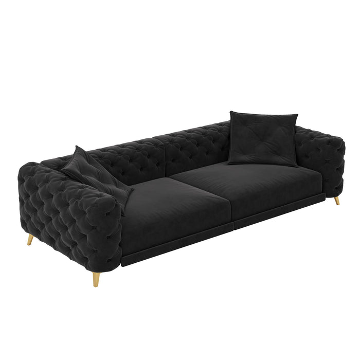 3 In 1 Convertible Sleeper, Deep Seat Pull Out Sofa Bed, Button Tufted