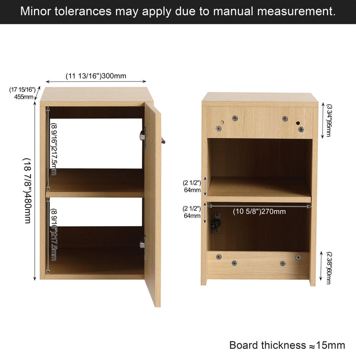 Floating Bathroom Vanity Single Door Base Cabinet, Wall Mounted Storage - Light Oak