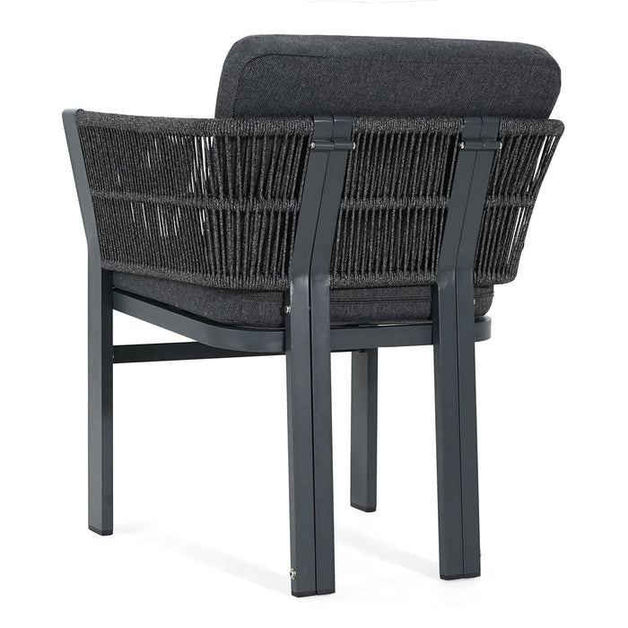 7 Piece Outdoor Dining Set With Table And 6 Chairs - Black / Teak / Gray
