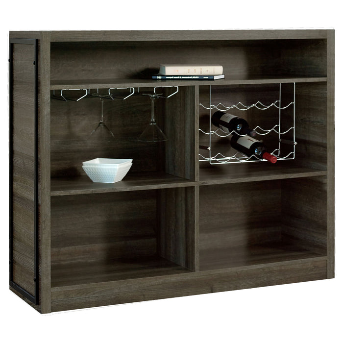 Garrison - 5 Shelf Home Bar Wine Cabinet With Stemware Racks And 12 Bottle Wine Storage - Oak