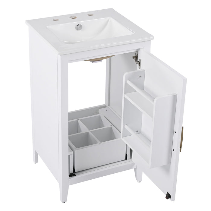 Modern Bathroom Vanity With Sink, Functional Drawer, Soft- Closing Door