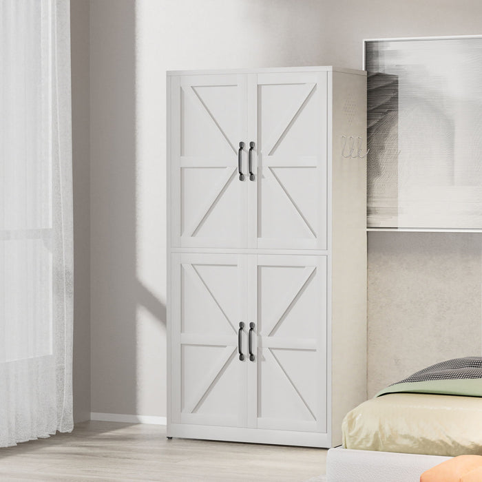 Kitchen Pantry Cabinet With Adjustable Shelves, Heavy Duty Storage - White