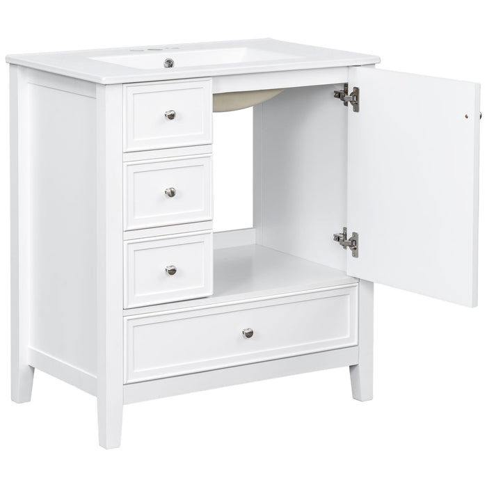 Modern Bathroom Vanity With Sink, 1 Cabinet & 3 Drawers