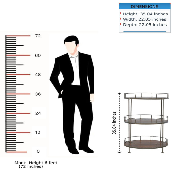 Round Butler Tray Table - Chestnut