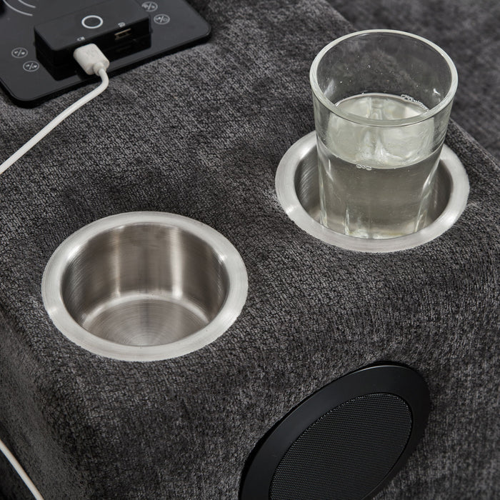 Modern Sectional Sofa U-Shaped With Movable Ottomans, Bluetooth Speakers, LED Lights And Modular Storage