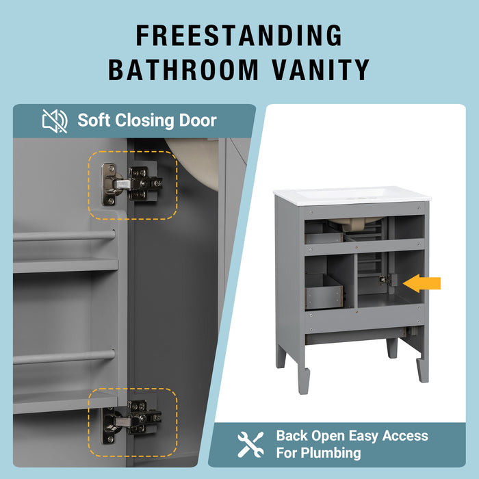 Modern Bathroom Vanity With Sink, Freestanding Cabinet With Drawers And Shelves