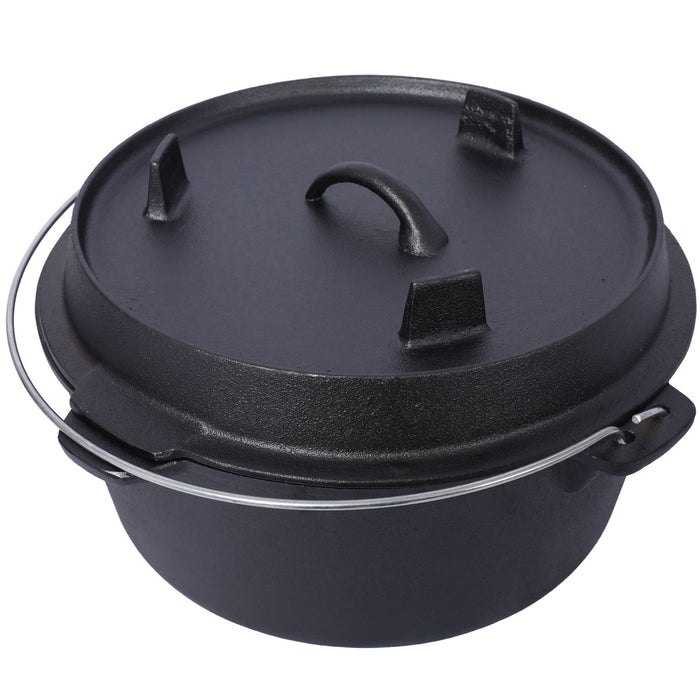 Pre-Seasoned Cast Dutch Oven With Skillet Lid And Pot Rack