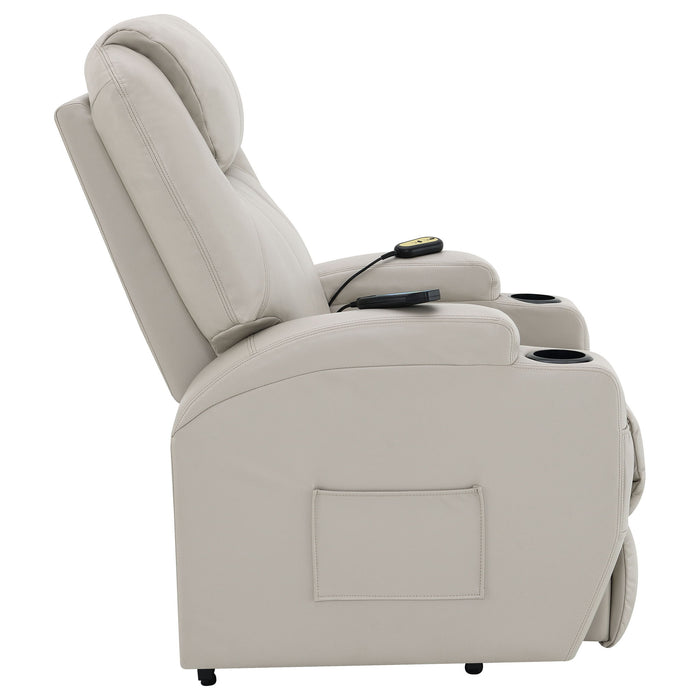 Selwyn - Upholstered Power Massage Recliner With Heat And Massage Functions - Champagne