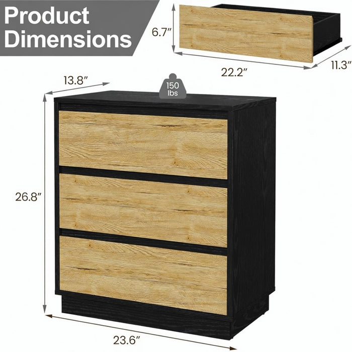 3 Drawer Nightstand, Bedroom Side Table