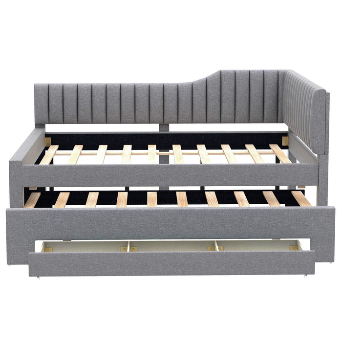 Upholstered Daybed With Trundle And 3 Drawers