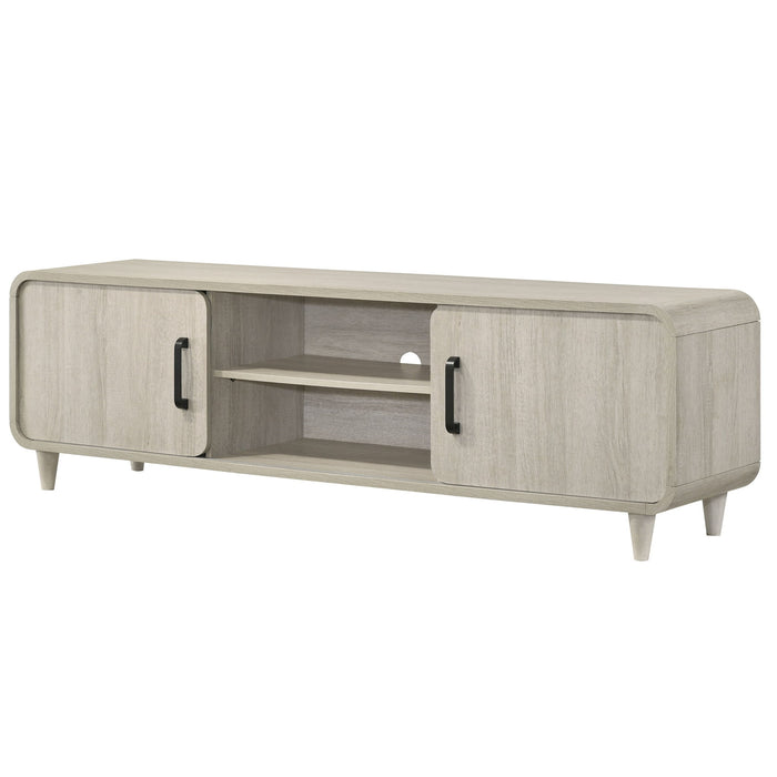 TV Stand With Sliding Doors And Handles, Living Room Furniture - Antique White