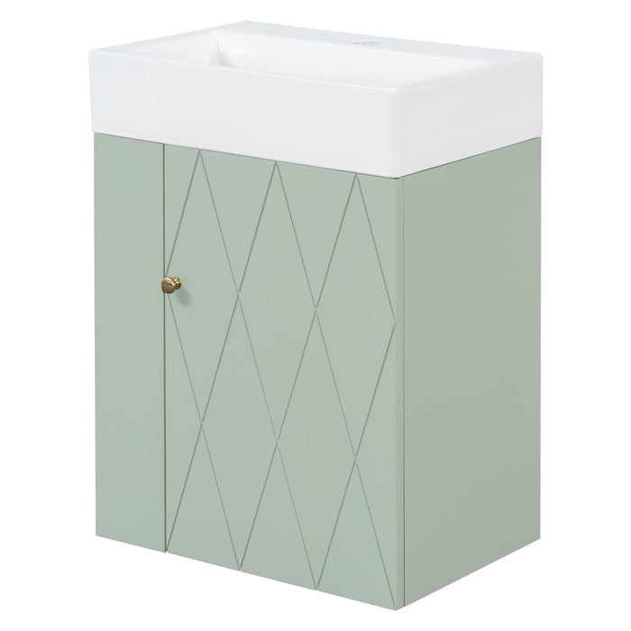 Modern Bathroom Vanity With Sink, Diamond Pattern Doors