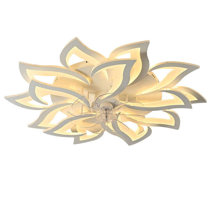 Ceiling Fan With Remote Control And Lights, 6 Speeds, 3 Color Temperatures, Low Profile Flush Mount