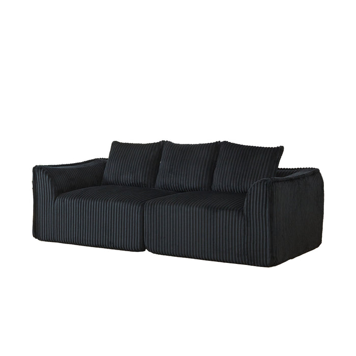 Minimalist 3 Seater Sofa With Curved Lines And Gently Sloped Backrest