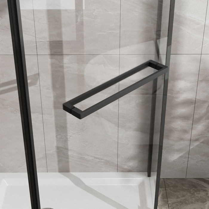 Durable Hardware Neo Angle Frameless Shower Door With Acrylic Base Combo