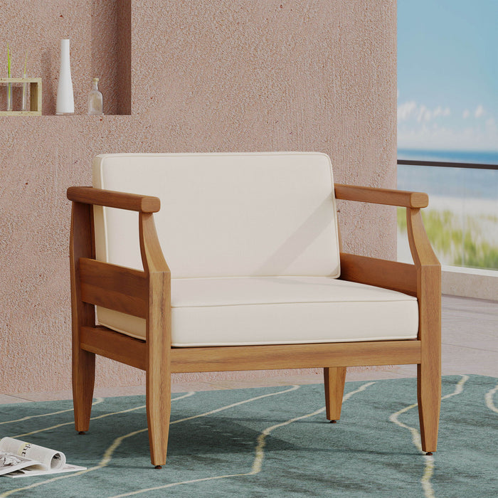 Outdoor Club Chair With Recessed Arms And Cushions
