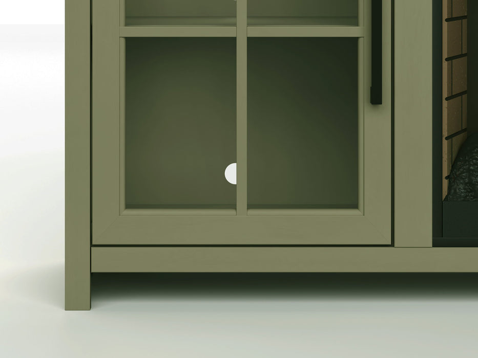 74" Fireplace TV Stand Console For TVs Up To 85" - Sage Green And Fruitwood