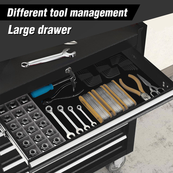 7 Drawer Rolling Tool Chest With Wheels, Multifunctional Tool Box And Storage