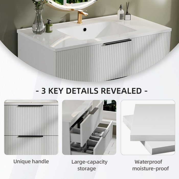 Modern Wall Mounted Floating Bathroom Vanity With Sink And Drawers