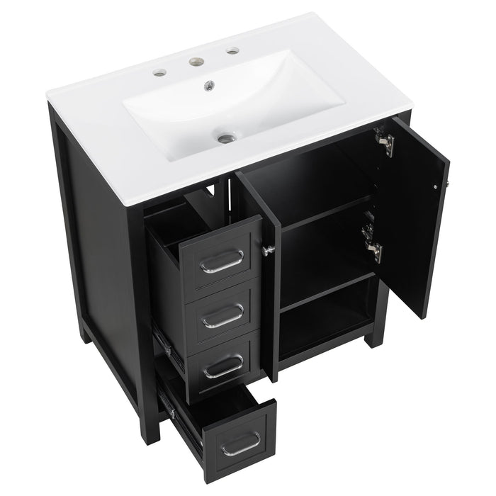 Bathroom Vanity With Sink Top, Bathroom Vanity Cabinet With 2 Doors And 2 Drawers, Open Shelf