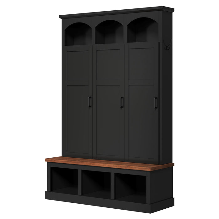 Classic Arched Design Hall Tree With 3 Hidden Storage
