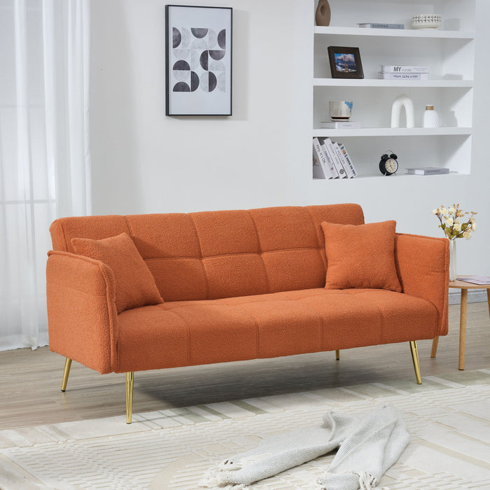 Convertible Double Futon Sofa Bed With Folding Armrests For Living Rooms