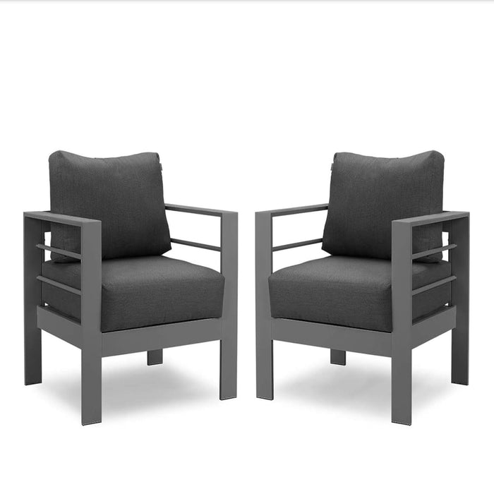 Patio Armchairs With Thick Cushions, All Weather (Set of 2) - Gray / Gray