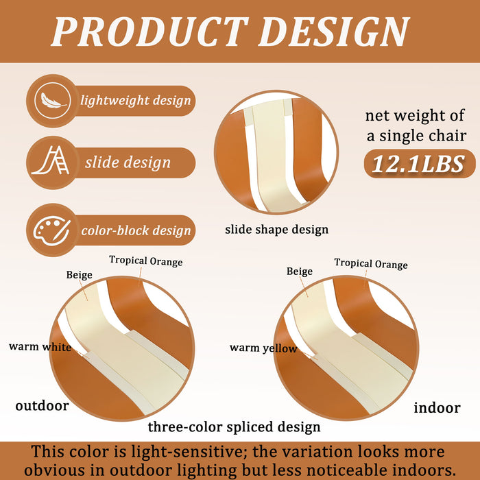 Modern Striped Blocking Single Chairs, Waterproof And Fade Resistant (Set of 4)