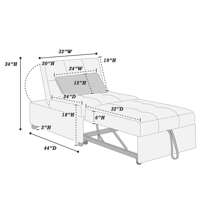 Sleeper Sofa Chair, Convertible Pull Out Bed Couch - Black